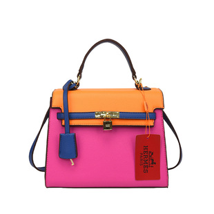 Cross-border Women's Bag Trendy Color-matching Kelly Bag Platinum Bag High-end Practical Instagram Style Fashionable Texture Kelly Bag Bags