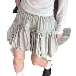 Niche light sub-pressure new design elastic pleated sweet cool skirt skirt