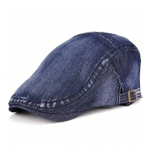 Early Autumn New Hats Women's Retro Washed Denim Forward Hats Korean Big Head Beret Showcase Little Newsboy Hat