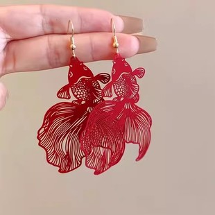 Fragrant Daughter ~ High-end Retro Golden Flower Earrings Women's Light Luxury Niche Tassel Earrings Banquet Bridal Earrings