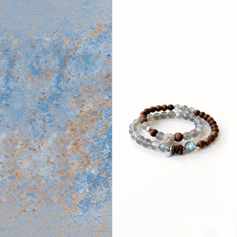"Fan Yu" Natural Agarwood Blue Water Ice Jade Double-Circle Bracelet for Women, Southern Red Jade Agarwood Bracelet Jewelry