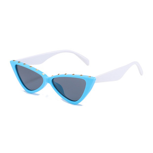 Rivet Fashion Female Cat's Eye Sunglasses Trendy Y2K Retro Personality Sunglasses Decorative Hip Hop Men's in stock Wholesale