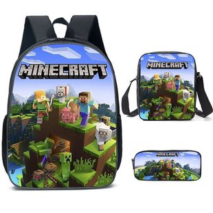 [Быстрая доставка] Трансграничная школьная школьная сумка MINECRAFT Мой мир печатный рюкзак набор из трех частей оптом