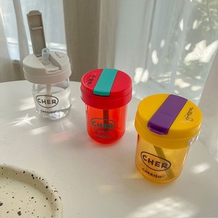 Mini High-Looking, High-Temperature-Resistant, Handy Cup, Straw Cup, Outdoor Portable Small-Capacity Ton-Ton Cup for Men and Women, Plastic Water Cup