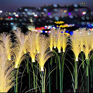 Cloth reed floor lamp outdoor waterproof three fiber reed decorative lamp outdoor camping solar lamp