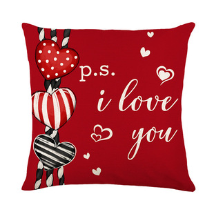 New Cross-border Valentine's Day Pillowcase Love Letter Linen Printed Pillowcase Living Room Sofa Bedroom Cushion