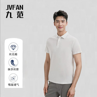 Nine High-end Liquid Ammonia mercerized Cotton Polo Shirt Men's High-end Sense Shirt Lapel Solid Color Business Short-sleeved P1004