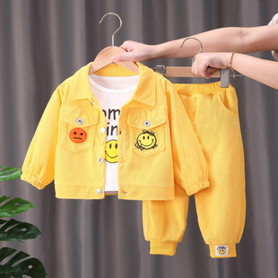 0-6 year old boy autumn new handsome cartoon three-piece suit baby spring and autumn western style sweater baby children's clothing