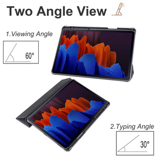 For Samsung TabS8Ultra protective case s8 transparent acrylic T970 anti-bending pen slot s7FE sleeping leather case