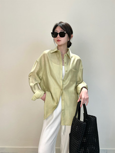 Tencel + Acetate + Linen Comfortable and Textured Versatile Tencel Acetate Linen Loose Sun Protection Shirt G051506