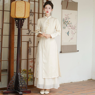 Spring New Women's 2025 National Style New Chinese Zen Style Improved Daily Seven-point Sleeve Tea Clothing Two-piece Set