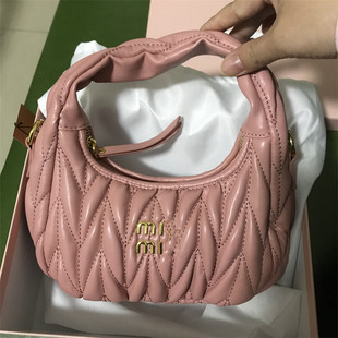 MIU Home Same Style Pleated Cloud Bag Fashionable Rhombic Embroidered Line Dumpling Hand Bag Shoulder Crossbody hobo Handbag