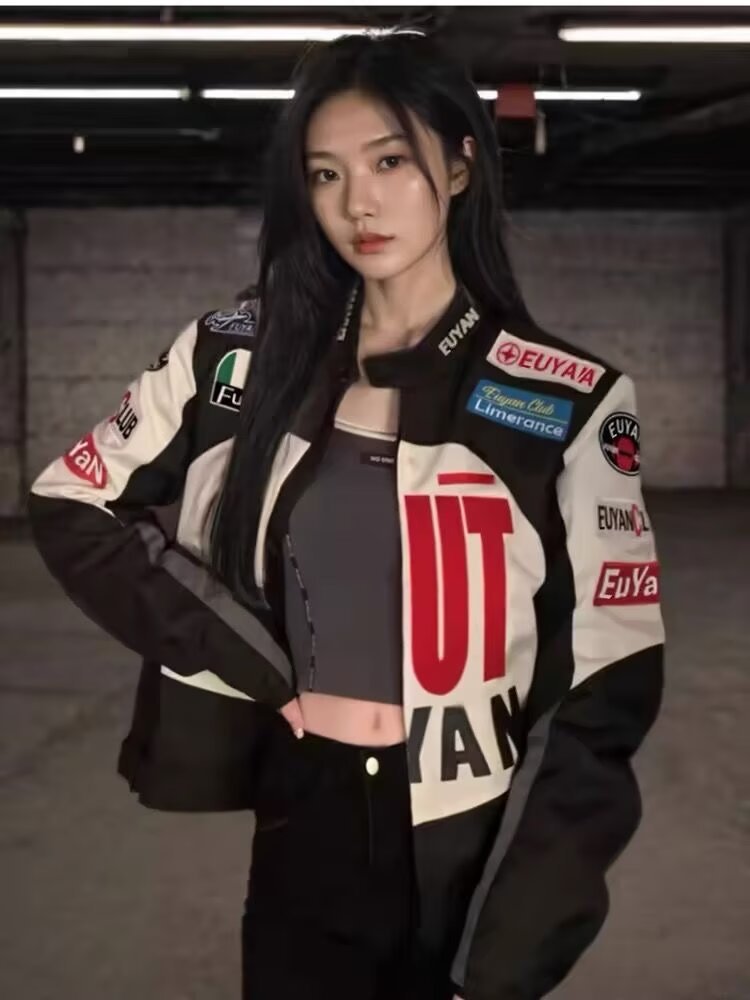 Men's and women's American-style retro racing baseball uniform spring and autumn ins fashion brand fried arcade car suit couple jacket top coat