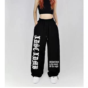 American Fashion Brand Sports Pants Drawstring Straight Pants Loose Hip Hop Jazz Dancing Pants Women's Spring and Summer Fashion