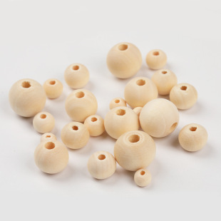 Manufacturer Supply Original Wood Color Wooden Beads Lotus Wood Loose Beads Hemp Rope Combination 300 Round Beads Boxed Beads Jewelry Accessories