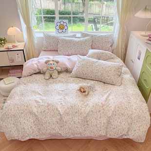 Pure cotton four-piece set spring and summer small fresh cotton cartoon small fresh student dormitory bunk three-piece set wholesale