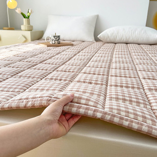 New Type A Cotton Yarn-dyed Wash Cotton Mattress Mattress Simple Unprinted Style Plaid Floor Mat