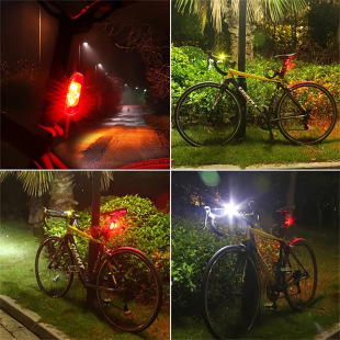 New bicycle taillight outdoor night riding bicycle warning light headlight USB rechargeable riding equipment suit
