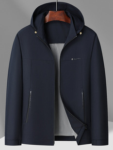 High-end Men's Hooded Jacket Spring and Autumn Solid Color Non-ironing Wrinkle Top All-match Business Casual Jacket Men's 2412