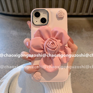 Japanese and Korean Ins Style Rose Powder Flower Temperament Suitable for iPhone15promax Apple 14 Phone Case 13 Silicone 12