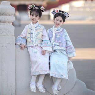 Гетерфест для девочек Hanfu осенний и зимний детский китайский стиль китайский стиль костюм антиквариат 2025 новый чонсам юбка