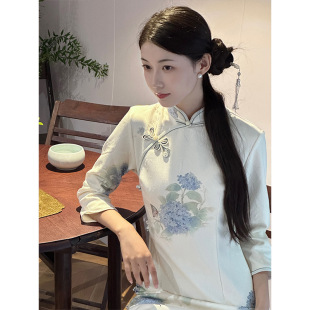 New Chinese Cheongsam Autumn 2024 New Improved Girl's Young Style Daily Retro Small Long Sleeve dress