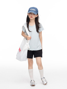 Girls Pony Embroidered Short-Sleeved T-Shirt 2025 Summer New Style Kidsren's Korean Style V-Neck Loose Versatile Top