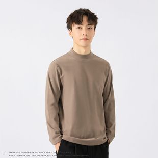 Wesson Men's Autumn and Winter Half-High Collar Double-Sided Velvet Middle Collar Casual Slim-Fit Inner Warm Base Men's Long Sleeve