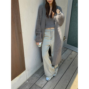 Dreaming DT ETOLIE Soft Glutinous Nightgown Rabbit Hair Cardigan Women's Long Sweater Coat Lazy Wind Women's Winter