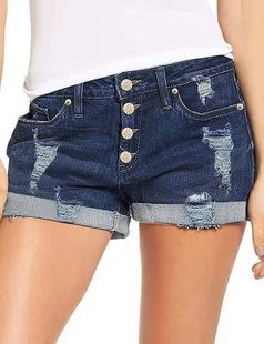 European and American foreign trade high waist Denim shorts with holes for women