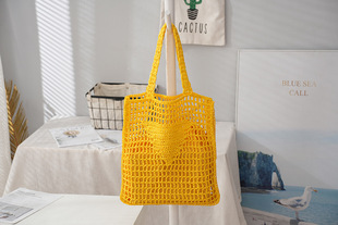 Summer New 2022 Straw Bag Large Capacity Internet Celebrity Hollow Woven Portable Shoulder Bag Instagram Beach Bag