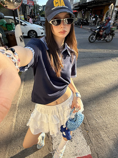 MMFISH fashionable ballet style girl miu lace skirt lace pleated multi-layer skirt 25Q160