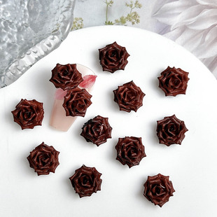 New Dark Red Dry Rose Nail Art Jewelry Luminous Soft Flower Night Rose DIY Niche High-end Accessories