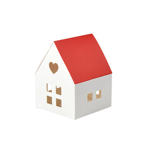 Simple white red top hollow atmosphere gift box in stock mini red roof folding gift box