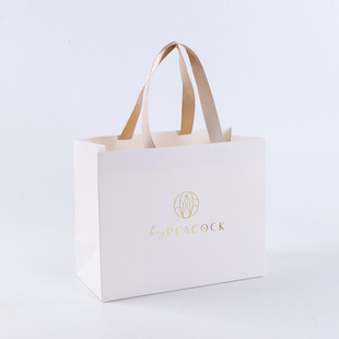 Paper Bag Custom Clothing Store Handbag High-End White Card Paper Bag Shopping Packaging Bag Gift Box Gift Bag Customization