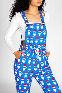 2024 European and American Style Export Fashion New Flower-Shaped Multi-Flap Pocket Pants Design One-Piece Overalls Christmas Style for Women