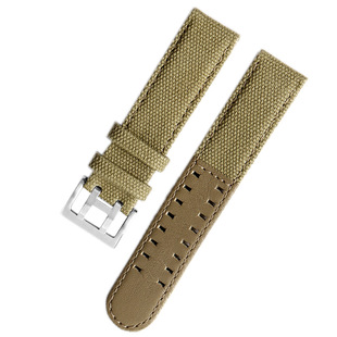Adapted to Hamilton H68201993 H70605963 khaki field canvas cowhide bottom strap 20 22mm