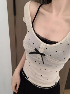 Микропроницаемый топ в горошек Pure Desire Hot Girl, женский летний тонкий топ на подтяжках на одно плечо