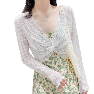 Summer Sunscreen Lace Shawl Women's Slip Skirt Overshirt Short Gauze Unique and Chic Hollow Mesh Top