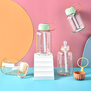 Cup creative student straw cup with strainer high temperature resistant portable plastic water Cup summer children's fresh rope kettle
