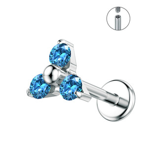Hot G23 Titanium Alloy Earrings 16G Nose Nail Triangle Flower with 5A Zircon Aobao Lip Nail Inner Teeth and Tongue Nail Penetrating Accessories