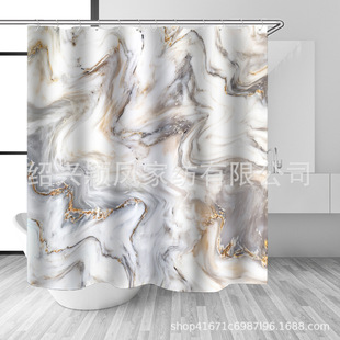 Marble pattern stone pattern shower curtain floor mat pattern multi-choice digital printing toilet three-piece set four-piece set large price excellent