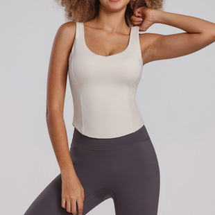 Lulu Sports Vest, женский бюстгальтер для бега и фитнеса, противоударное нижнее белье, фиксированная чашка, топ для йоги с защитой от провисания