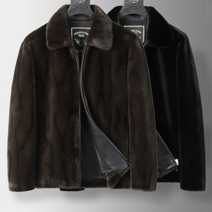 Fur One-piece Coat Men's Winter New Fur Coat Gold Mink Thickened Warm Middle-aged Men's Casual Trend