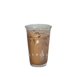 Simple ins Open Coffee Cold Drink Cup Transparent Backside Glass Personalized Water Cup Milk Tea Bubble Water Cup