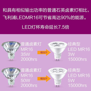 Philips lamp Cup LED spotlight cattle eye Cup 12V energy-saving MR16 pin light source 5CM warm white yellow light ceiling