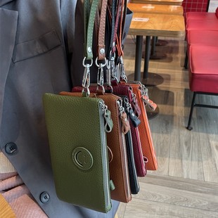 Genuine Leather Women's Wallet 2025 New Top Layer Cowhide Long Zipper Wallet Cute Smiley Mobile Phone Clutch Bag