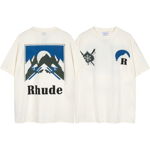 2024 весна и лето RHUDE новый ретро логотип с логотипом для мужчин и женщин