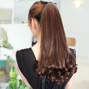 Wig Women's Pony Tail Long Curly Hair Tie Pear Flower Fake Pony Tail Big Wave Medium and Long Short Wig