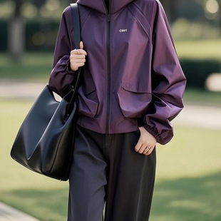 2025 new this year's popular explosions unique beautiful beautiful little purple hooded coat women early spring